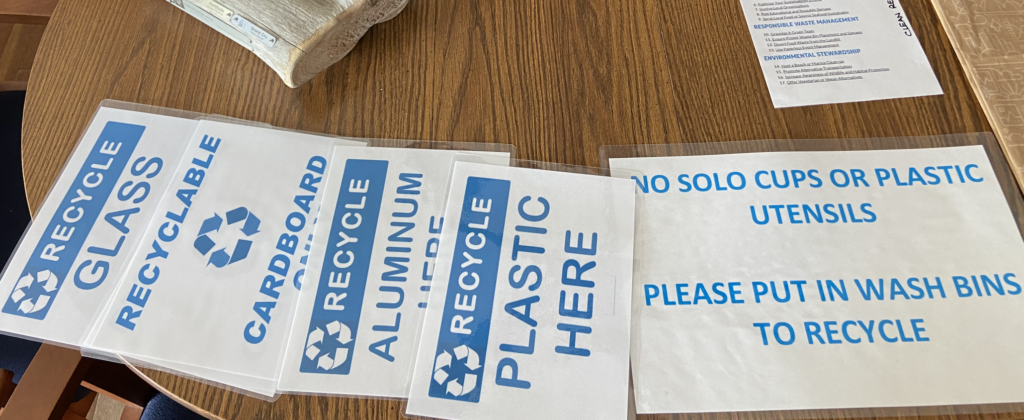 8. Post Educational and Reusable Signage<br>Laminated signs. We also announce it to all those at the party.